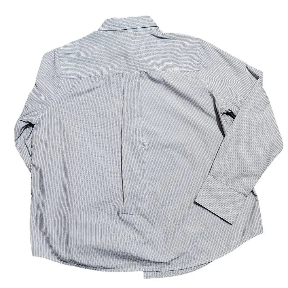 Banana Republic Stripped Long Sleeve Dress Shirt Cotton Men's Large Gray
